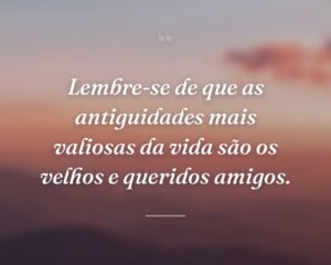 Lembre-se de que as antiguidades mais valiosas da vida são os velhos e queridos amigos.