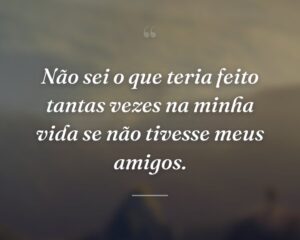 Não sei o que teria feito tantas vezes na minha vida se não tivesse meus amigos.