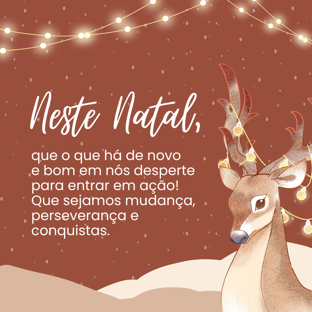 Neste Natal, que o que há de novo e bom em nós desperte para entrar em ação! Que sejamos mudança, perseverança e conquistas.