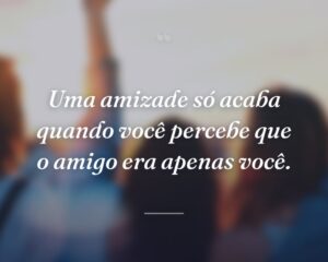 Uma amizade só acaba quando você percebe que o amigo era apenas você.
