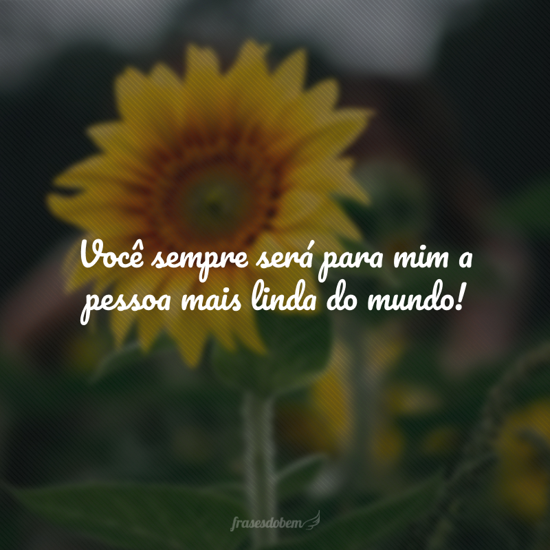 Você sempre será para mim a pessoa mais linda do mundo! Não há ninguém que se compare com a sua beleza de dentro que aparece por fora, meu querido! Feliz aniversário!