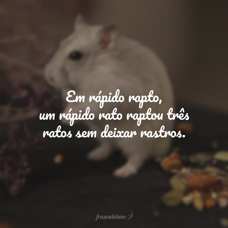 Em rápido rapto, um rápido rato raptou três ratos sem deixar rastros. 