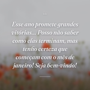 Esse ano promete grandes vitórias… Posso não saber como elas terminam, mas tenho certeza que começam com o mês de janeiro! Seja bem-vindo!