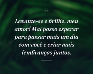 Levante-se e brilhe, meu amor! Mal posso esperar para passar mais um dia com você e criar mais lembranças juntos.