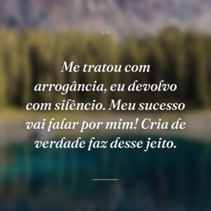 Me tratou com arrogância, eu devolvo com silêncio. Meu sucesso vai falar por mim! Cria de verdade faz desse jeito.