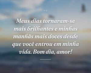Meus dias tornaram-se mais brilhantes e minhas manhãs mais doces desde que você entrou em minha vida. Bom dia, amor!
