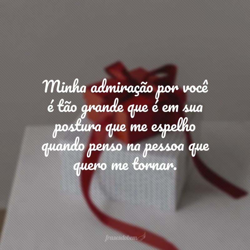 Minha admiração por você é tão grande que é em sua postura que me espelho quando penso na pessoa que quero me tornar. Parabéns pelo aniversário, que seja um ciclo repleto de paz!