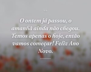 O ontem já passou, o amanhã ainda não chegou. Temos apenas o hoje, então vamos começar! Feliz Ano Novo.