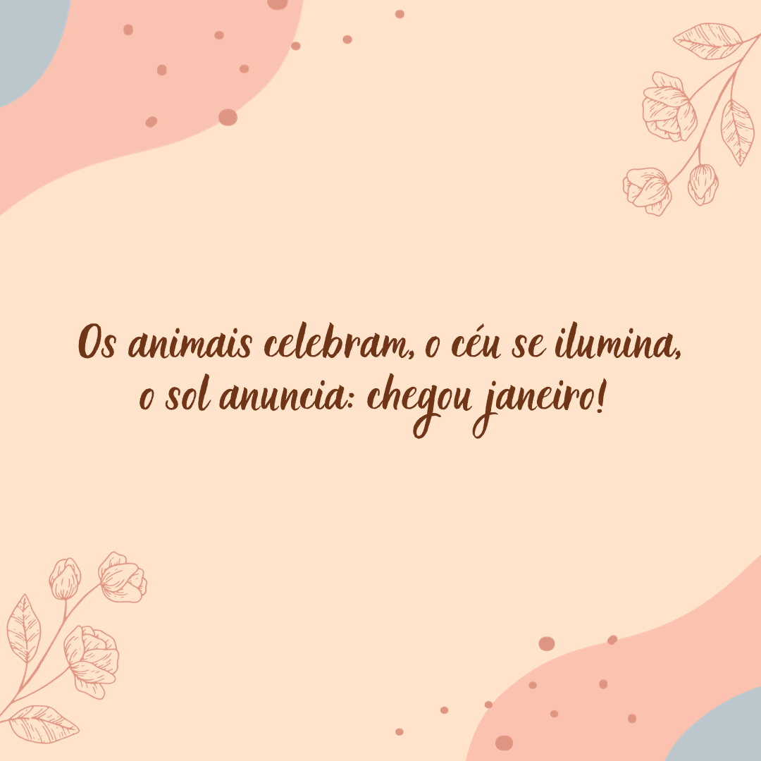 Os animais celebram, o céu se ilumina, o sol anuncia: chegou janeiro! Recebemos o primeiro mês do ano com a expectativa de que seus dias serão uma sequência de superações!