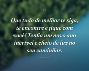 Que tudo de melhor te siga, te encontre e fique com você! Tenha um novo ano incrível e cheio de luz no seu caminhar.