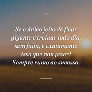 Se o único jeito de ficar gigante é treinar todo dia, sem falta, é exatamente isso que vou fazer! Sempre rumo ao sucesso.