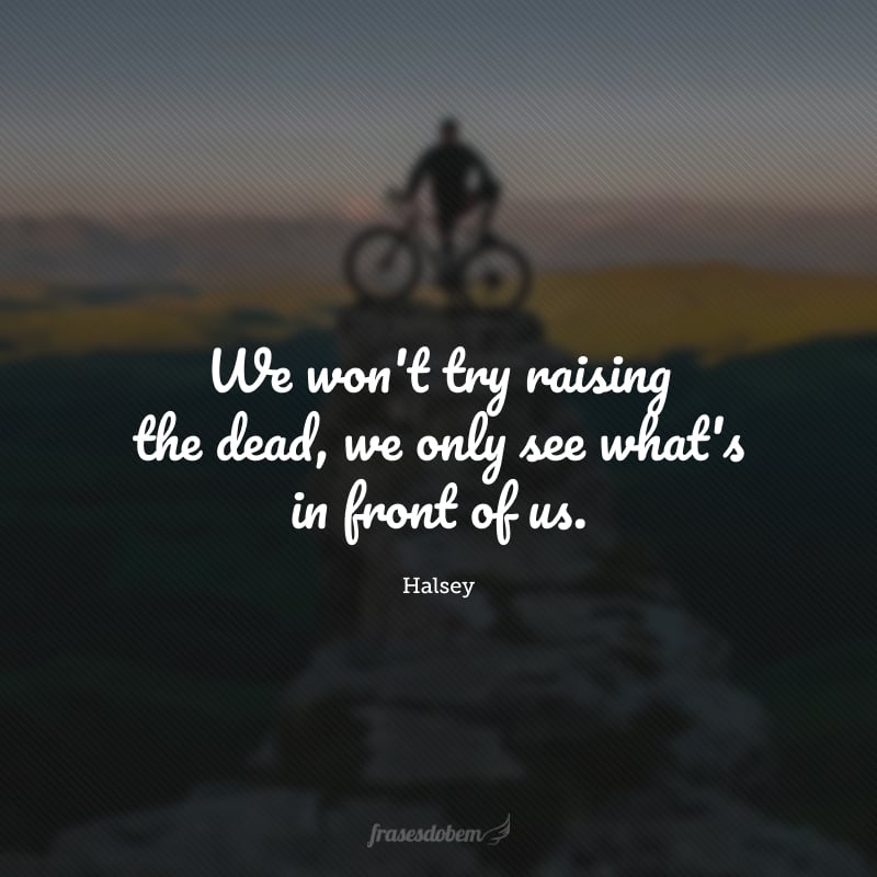 We won't try raising the dead, we only see what's in front of us. (Não tentaremos ressuscitar os mortos. Só queremos ver o que está diante de nós.)