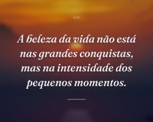 A beleza da vida não está nas grandes conquistas, mas na intensidade dos pequenos momentos.