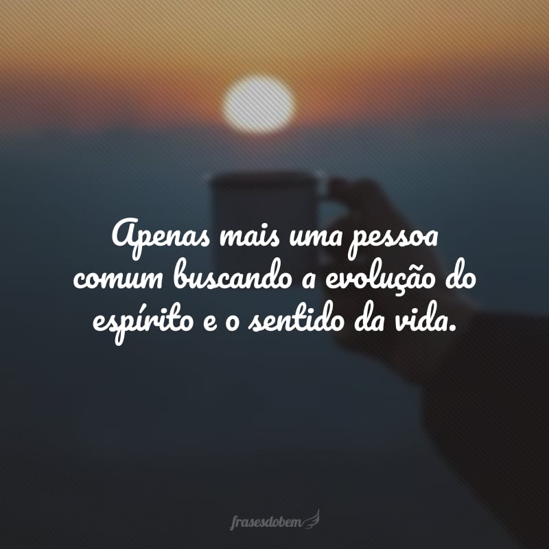 Apenas mais uma pessoa comum buscando a evolução do espírito e o sentido da vida.