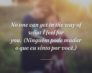 No one can get in the way of what I feel for you.
(Ninguém pode mudar o que eu sinto por você.)