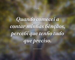 Quando comecei a contar minhas bênçãos, percebi que tenho tudo que preciso.