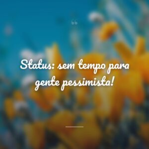 Status: sem tempo para gente pessimista!