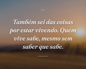Também sei das coisas por estar vivendo. Quem vive sabe, mesmo sem saber que sabe.
