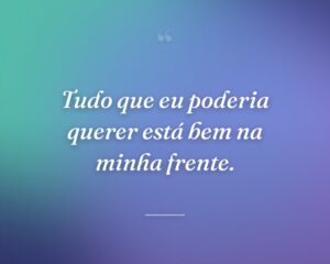 Tudo que eu poderia querer está bem na minha frente.